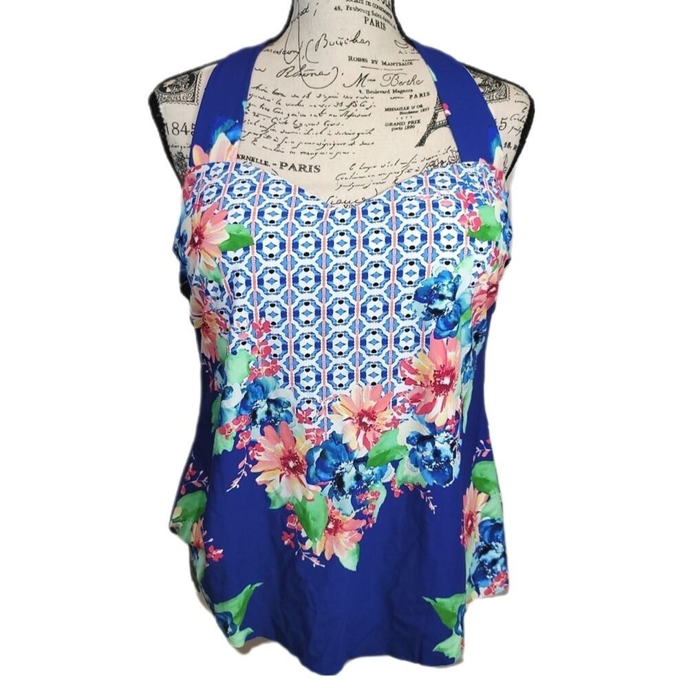 24th & Ocean Tankini Swimsuit Womens L XL Separates Halter Top Bottom New - Picture 8 of 16
